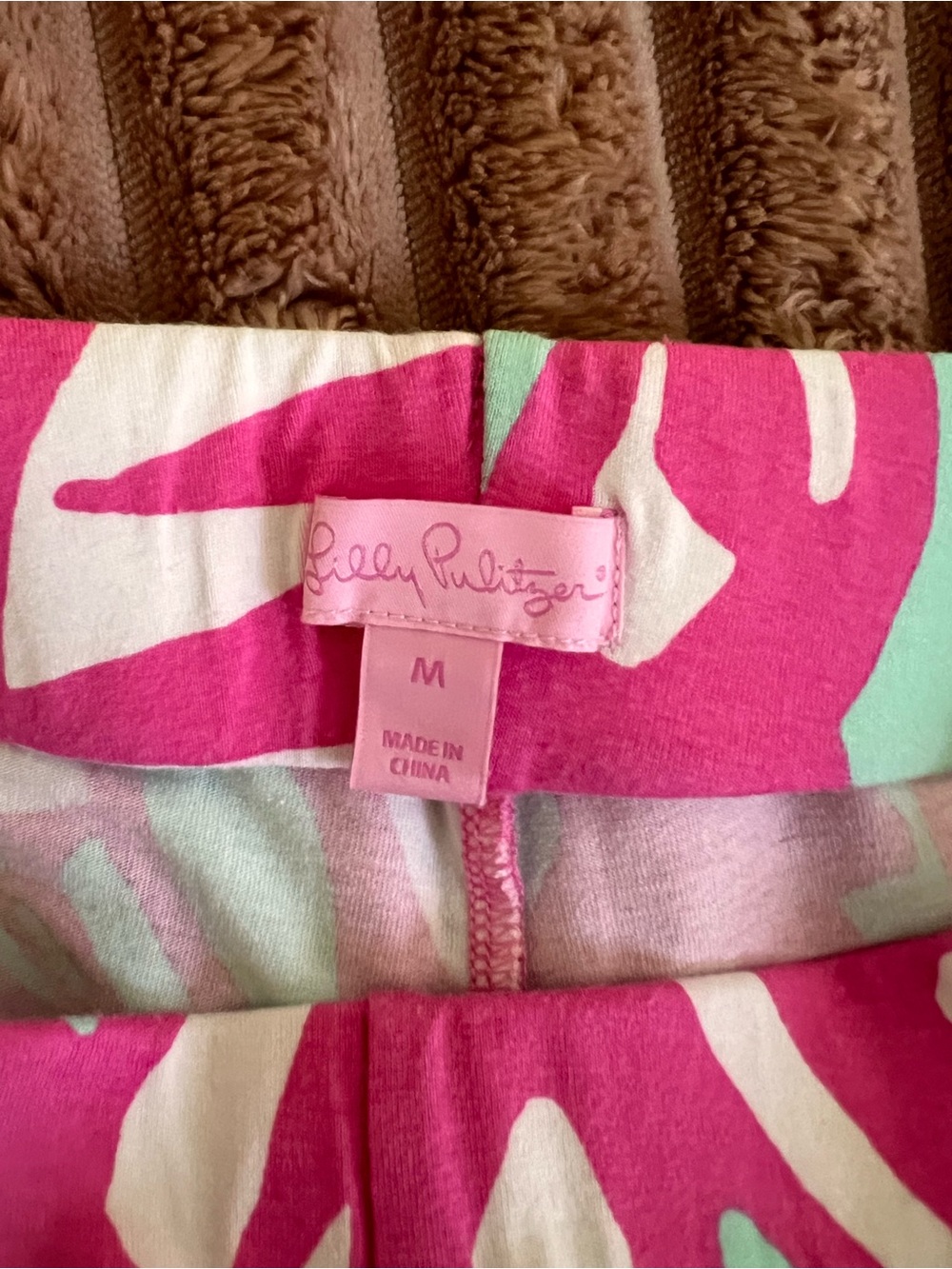 Lilly Pulitzer Soft Pink, Mint & White Palazzo Leggings. Size M - Picture 6 of 9